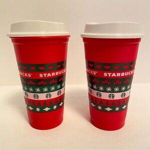 Starbucks 2020 Reusable Red Holiday Cup Limited Edition Set Of 2